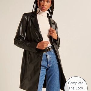 Abercrombie Long-Length Vegan Leather Blazer